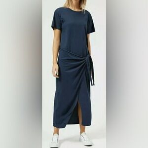 Polo Ralph Lauren Navy Blue Tie-Waist wrap Maxi Dress Sz M